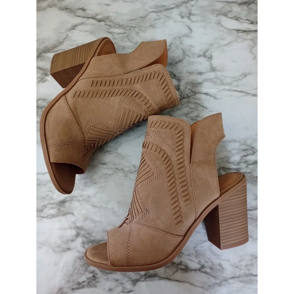 Universal Thread Open Toe Open Heel Ankle Boots Size 7